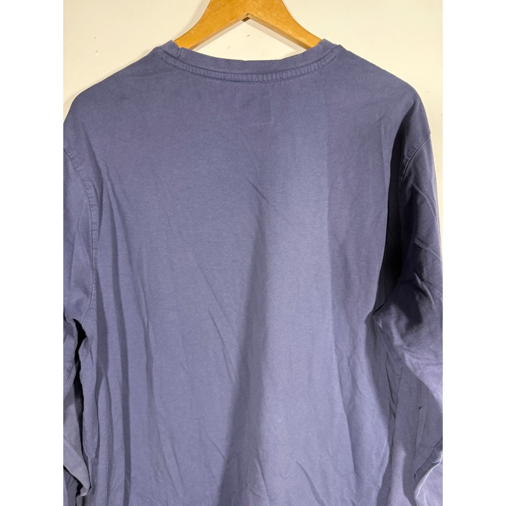 Wrangler Mens 2XL Blue Long Sleeve Pocket T-Shirt Faded Distressed Grunge - Picture 5 of 9